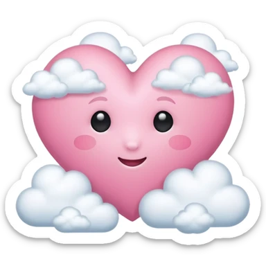 pink heart with clouds around it sticker