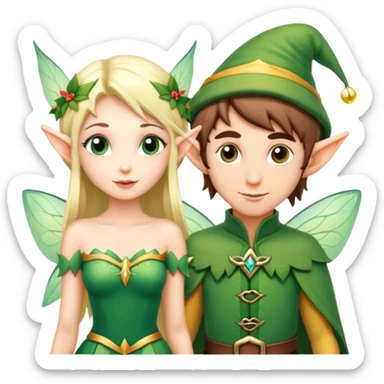 a fairy and elf together sticker