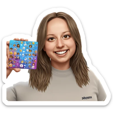 smiling girl with long hair sticker