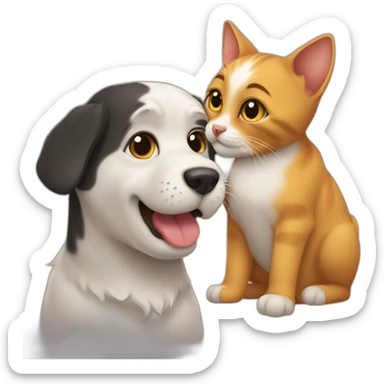 Cat Kiss a dog sticker