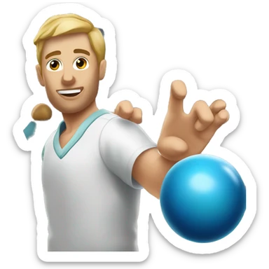 white man with a long arm throwing bowling ball  sticker