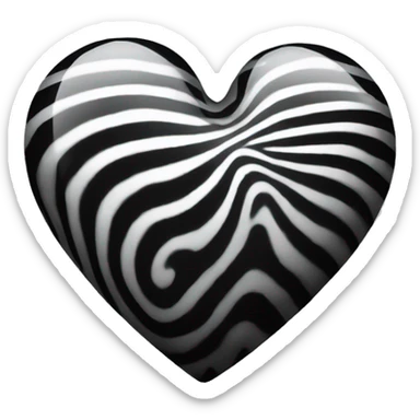 a black swirl glass heart sticker