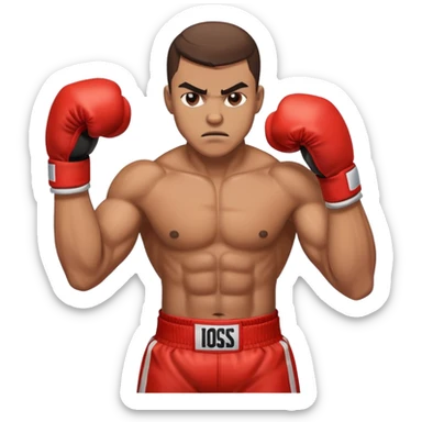 Boxer with gloves in fighting stance sticker