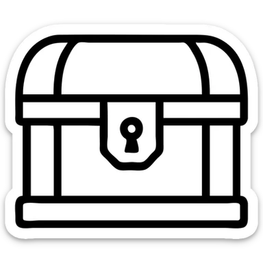 An outlined red medieval treasure chest from an RPG game sticker