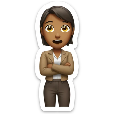 shocked woman hands up brown shoes sticker