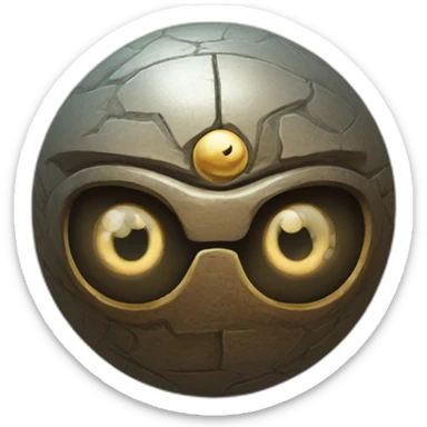 3d sphere with a cartoon Iron Golem skin texture with Eye of Horus sticker
