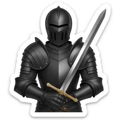 a black Knight with a long sowrd in front and facing forword sticker