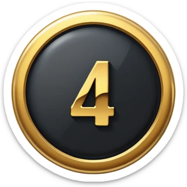 Make a round badge for a paid subscription out of black stone and gold with the number 4 sticker