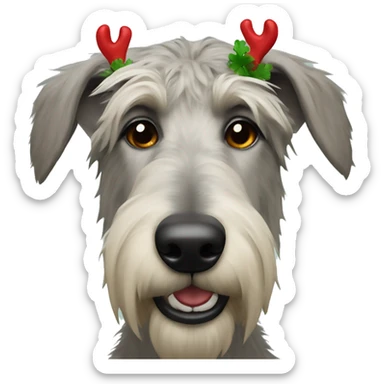  Irish wolfhound dog with reindeer antlers headband sticker