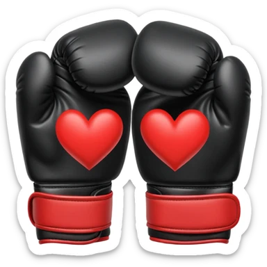 Genera un emoji de guantes de boxeo negros con corazones rotos  sticker