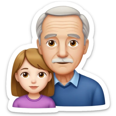 Young girl with grandad sticker
