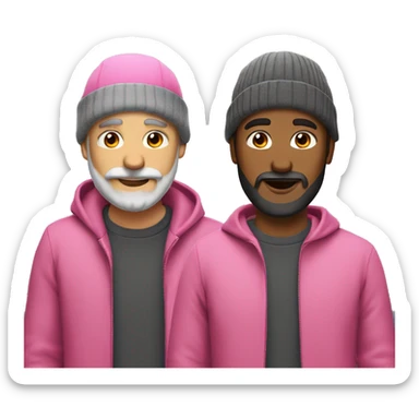 two tech leads men one with grey beard and one with pink beanie sticker