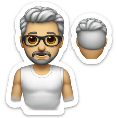 hombre blanco con barba corta blanca y gafas metálicas sticker