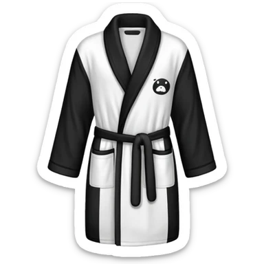bathrobe white and black without cap sticker