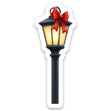 Christmas street light with a red bow sticker