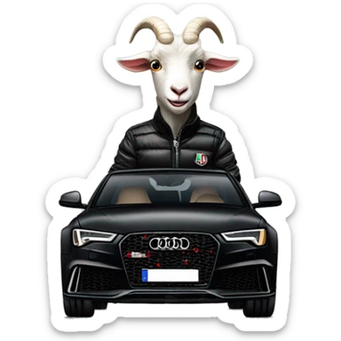 goat in black Moncler jacket driving black Audi RS6 sticker