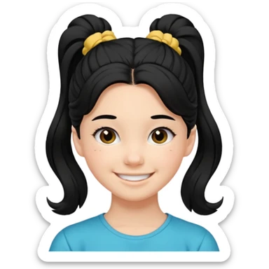 Teen girl with scrunchie ponytail black hair sticker