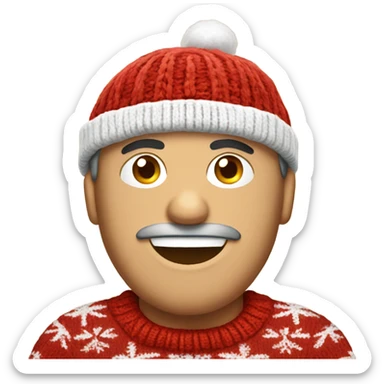 Italian man wearing a knitted Christmas sweater and a Santa hat  sticker