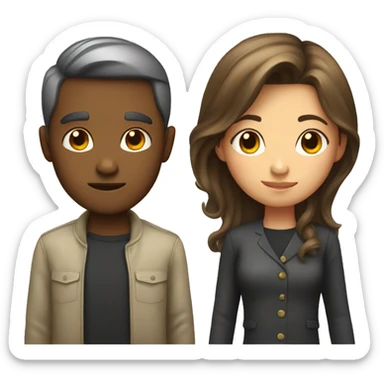 A boy and girl with a judgy face  sticker
