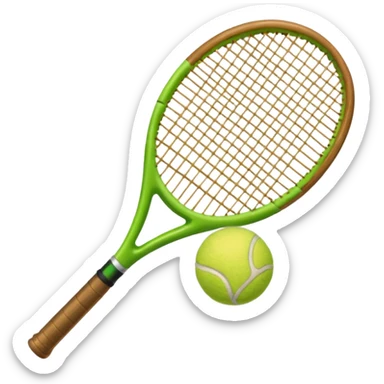 Tennis racket with a green tennis ball sticker
