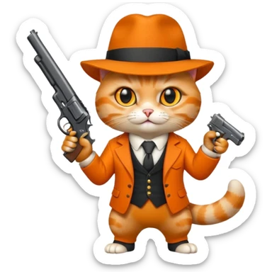 Gangster cat with a gun sticker