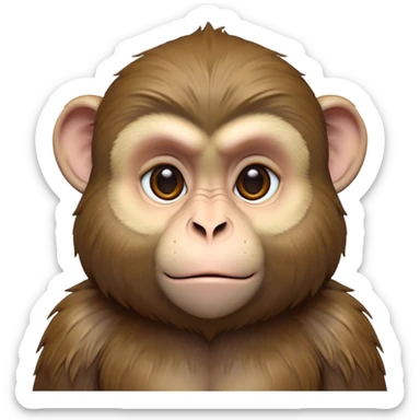 Cinematic Noble Macaque Portrait Emoji, Poised and regal, with a smart, agile build and expressive, deep-set eyes, adorned with soft, detailed fur and a dignified expression, Simplified yet sharp and sophisticated features, highly detailed, glowing with a soft, natural radiance, high shine, intelligent and commanding, stylized with an air of primate nobility, focused and alert, soft glowing outline, capturing the essence of a watchful and confident guardian that appears ready to leap out of the screen with effortless authority! sticker