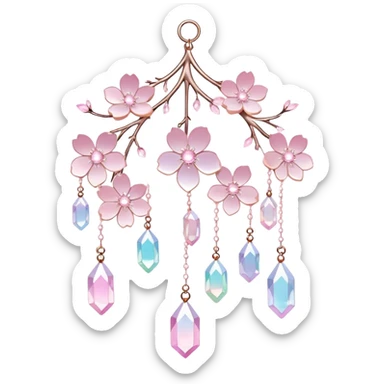 Hanging Iridescent pastel pink sakura crystals white-pearly suncatcher sticker