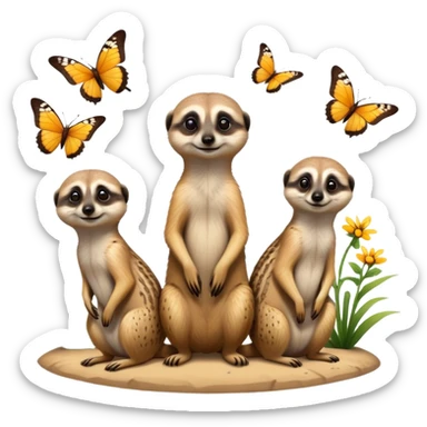 Meerkats and butterflies  sticker