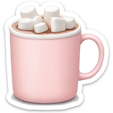 Light Pink mug of hot chocolate with marshmallows  sticker