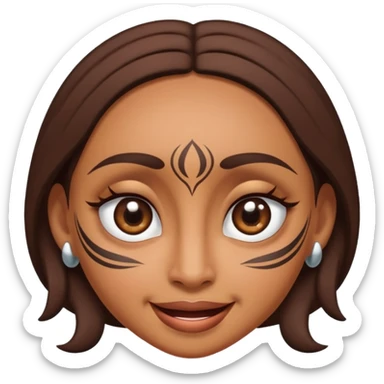 brown Maori female face doing a female pukana, big eyes and upside down smile sticker