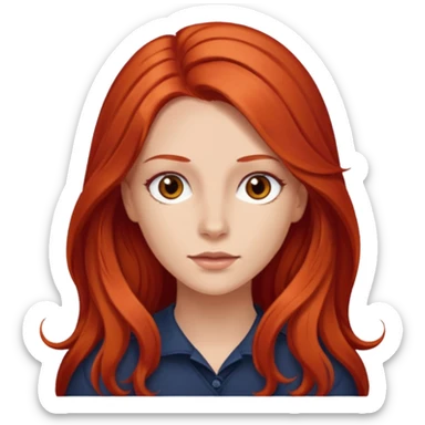 Stefanie Ridel with long red hair, brown eyes sticker