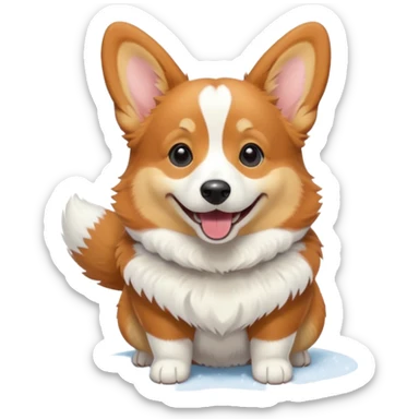 tricolor corgi in snow sticker