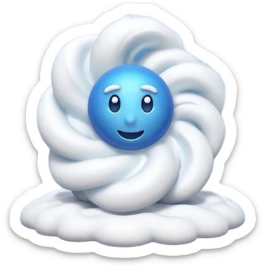 3D render of Blizzard, miniature weather phenomenon, volumetric particle effects, swirling white snow and wind vortex, elemental energy, emoji style, isolated on white background --v 6.0. sticker