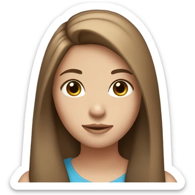 a girl with brown straight hair, fair skin and blue eyes sticker