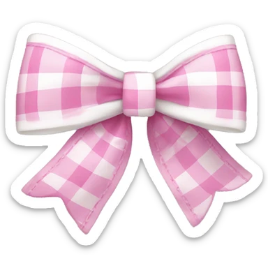 White and pink plaid bow sticker