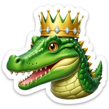 Crocodile wearing a crown wearing a necklace  sticker