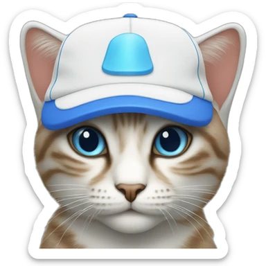 Cat blue xon White hat sticker