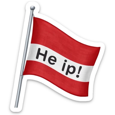 distress flag with bold HELP text, simple, clear sticker