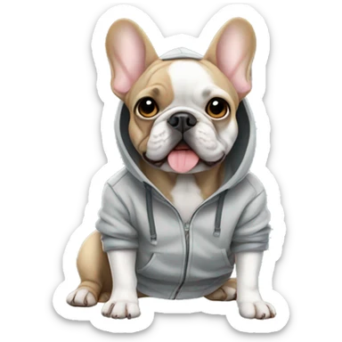 French bulldog wearing a hoodie sticker