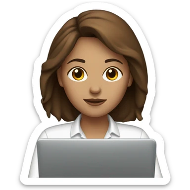 Women with brown hair works on laptop sticker