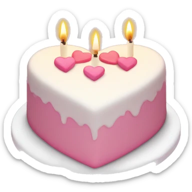Pink and white heart shaped cake with candles sticker