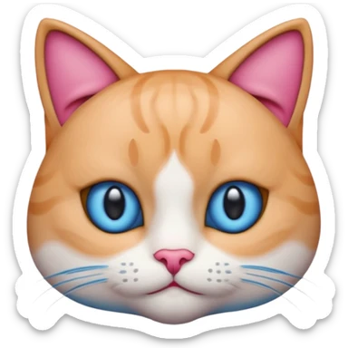 un emoji de lacara de un gato azul con rosa sorprendido sticker