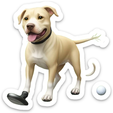 All blonde pitbull lab mix golfing sticker