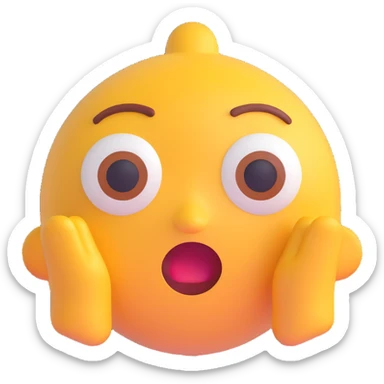 portrait inspired by the person in the reference image, surprised expression, simple background, 3D emoji style sticker