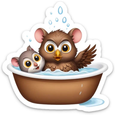 1 rat and 1 owl taking a bath together  sticker