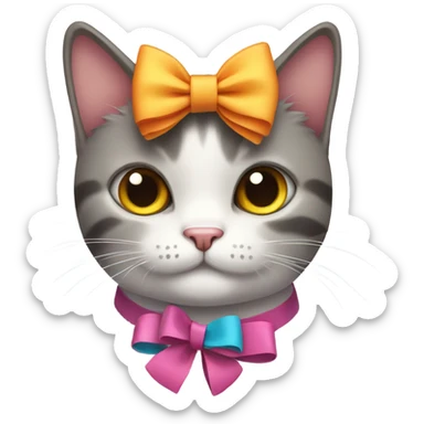 Cat wearing a bow sticker