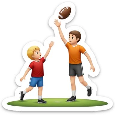 Little person throwing football to tall person  sticker