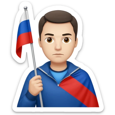 realistic man with russian flag in hand sticker