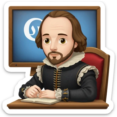 Shakespeare very faithful to original portrait with a computer screen sticker
