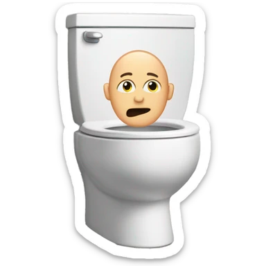 Create a bald head poking out of a toilet  sticker